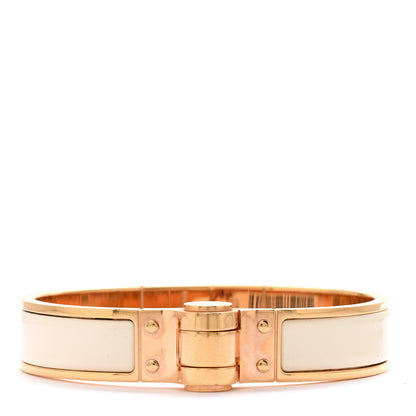 Hermes Enamel Charniere Uni Narrow Hinged Bracelet S Craie 1 of 5