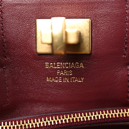 Balenciaga Calfskin Crocodile Embossed Mini Bel Air Carry All Bag Dark Burgundy 6 of 9