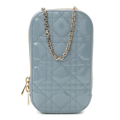 Christian Dior Patent Cannage Lady Dior Phone Holder Cloud Blue 1 of 10
