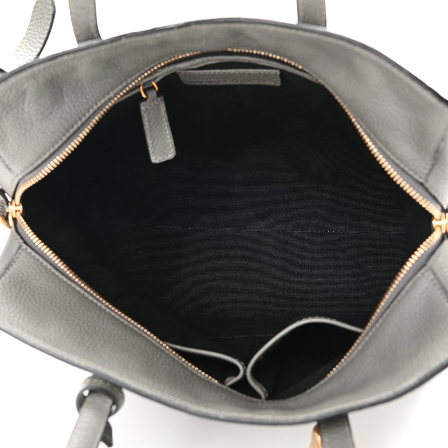 Pebbled Calfskin Small Skull Padlock Zip Around Tote Grey