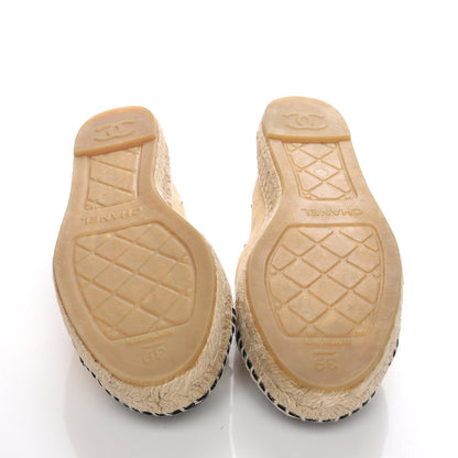 Chanel Suede Pearl CC Espadrilles 39 Beige 5 of 10