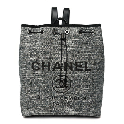 Chanel Canvas Large Deauville Backpack Charcoal 1 of 10