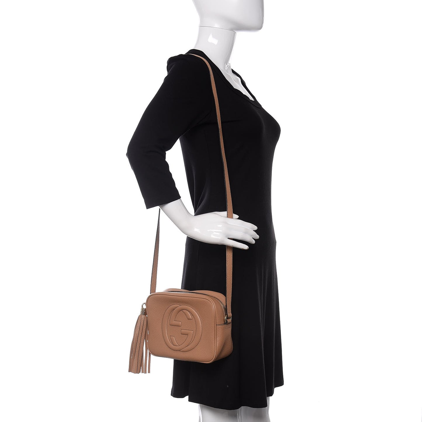 Pebbled Calfskin Small Soho Disco Bag Rose Beige
