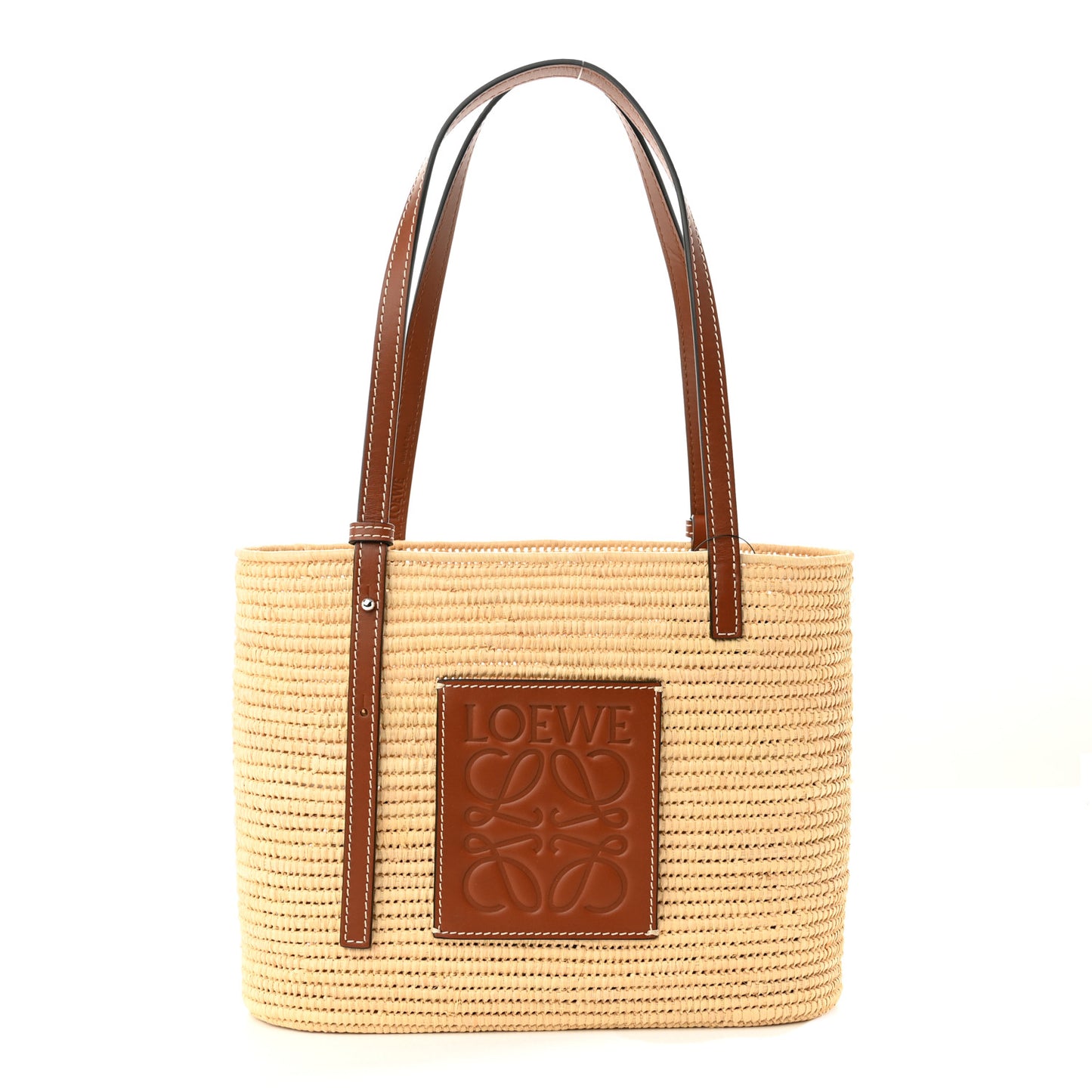 Raffia Small Square Basket Tote Bag Natural Tan