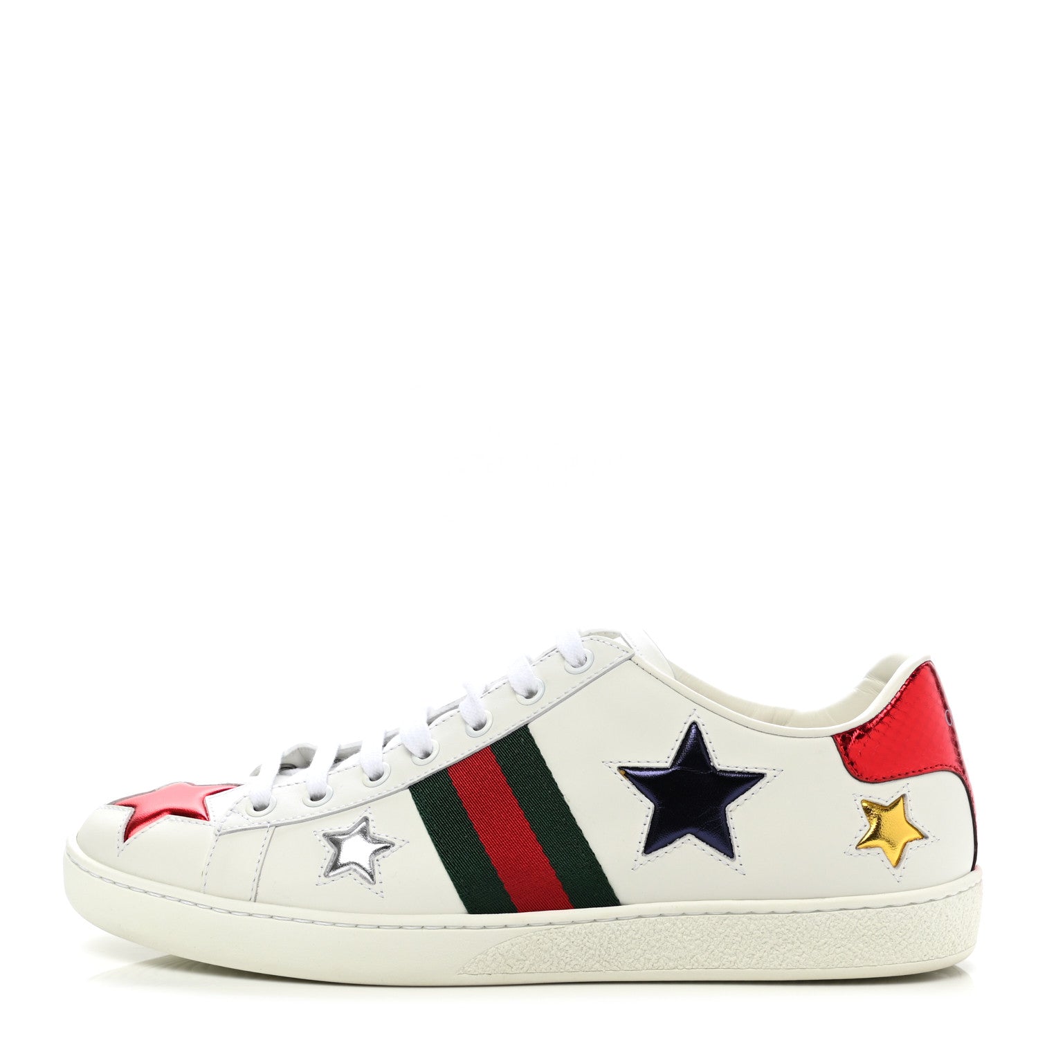 Gucci Calfskin Ayers Web Star Embroidered Womens Ace Sneakers 39.5 White Multi 1 of 12