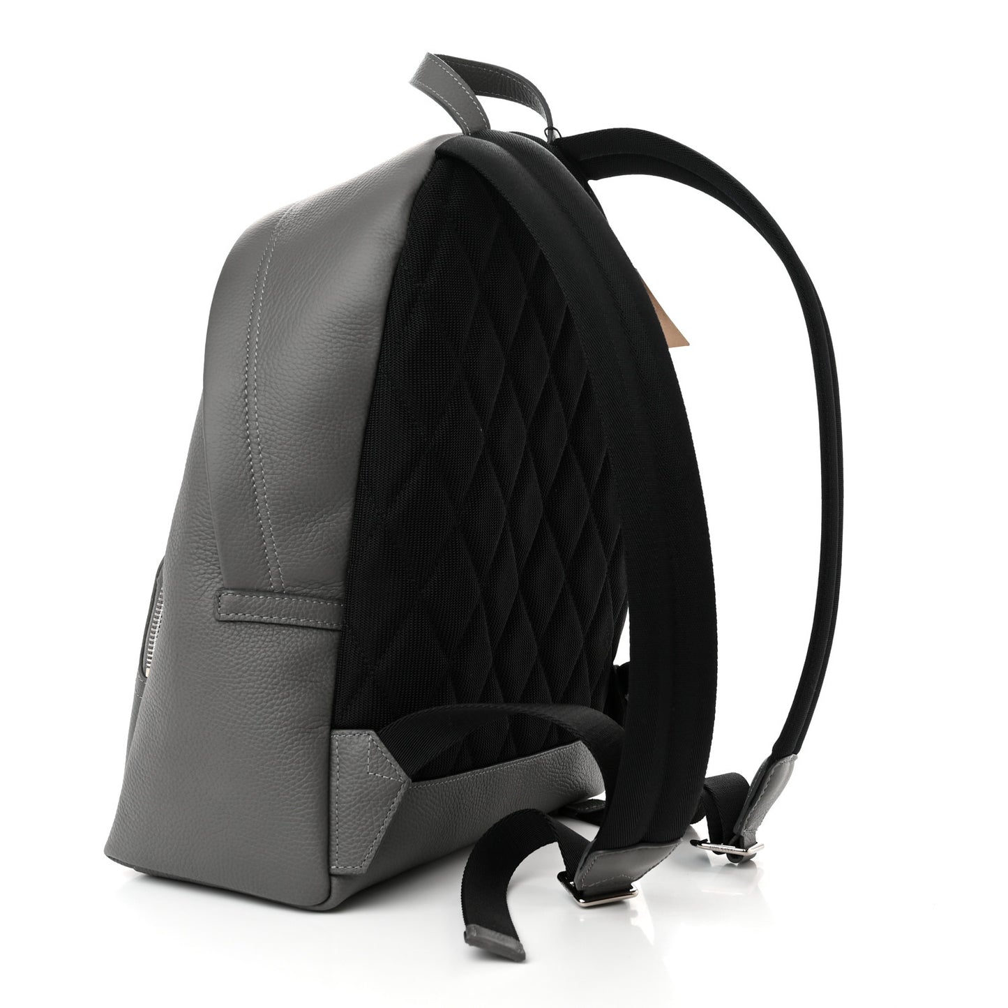Calfskin Logo Embossed Backpack Charcoal Grey