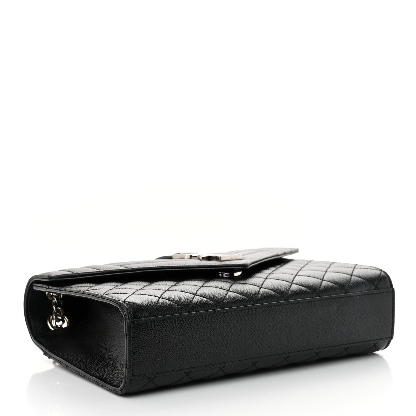 Grain De Poudre Textured Mixed Matelasse Triquilt Medium Monogram Satchel Black