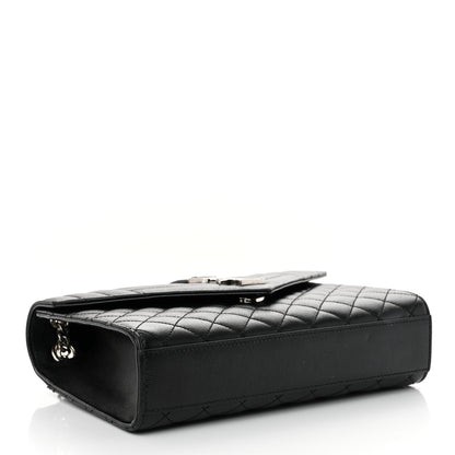 Saint Laurent Grain De Poudre Textured Mixed Matelasse Triquilt Medium Monogram Satchel Black 4 of 12