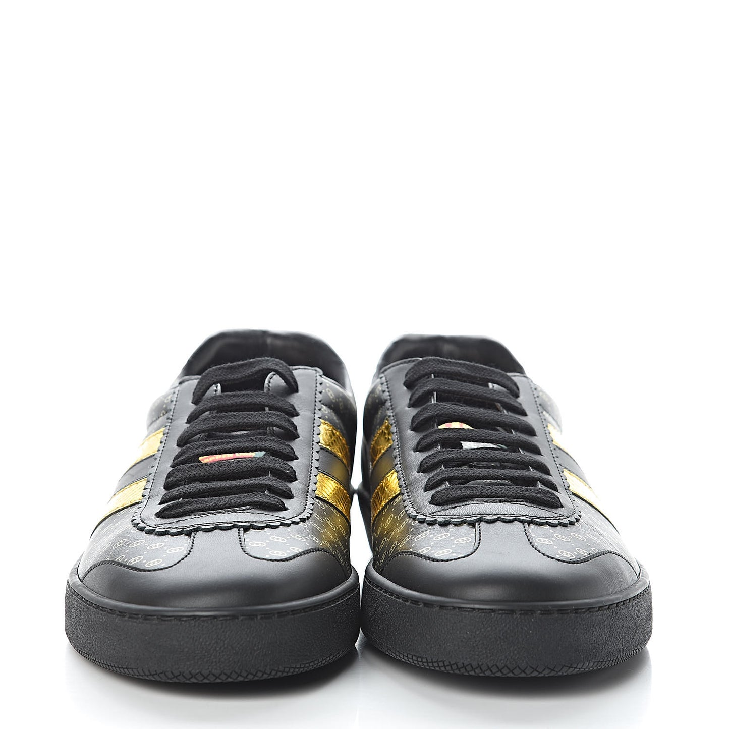 X DAPPER DAN Calfskin Laminated Ayers GG Micro Monogram Mens G74 Sneakers 9.5 Black