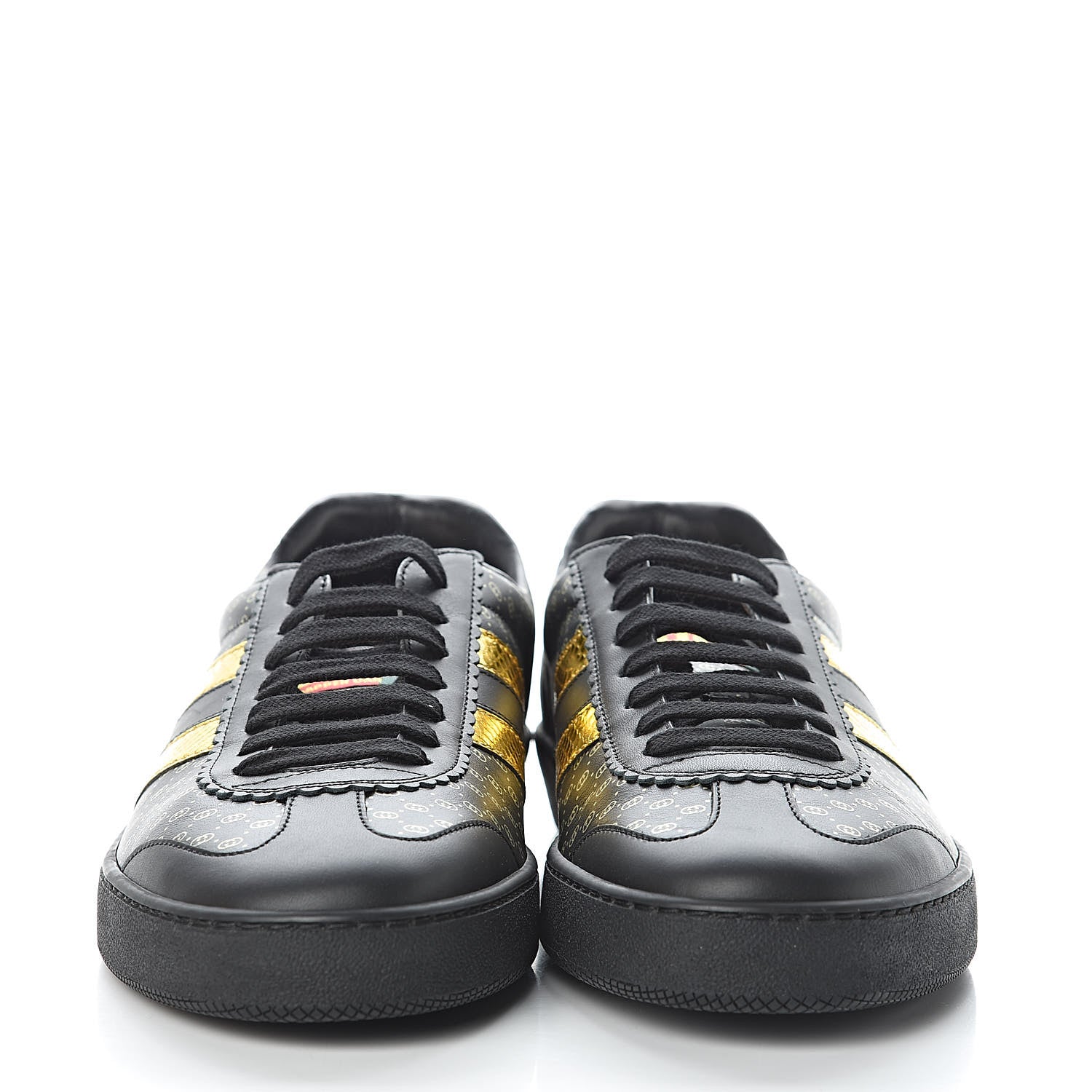 Gucci X DAPPER DAN Calfskin Laminated Ayers GG Micro Monogram Mens G74 Sneakers 9.5 Black 2 of 10