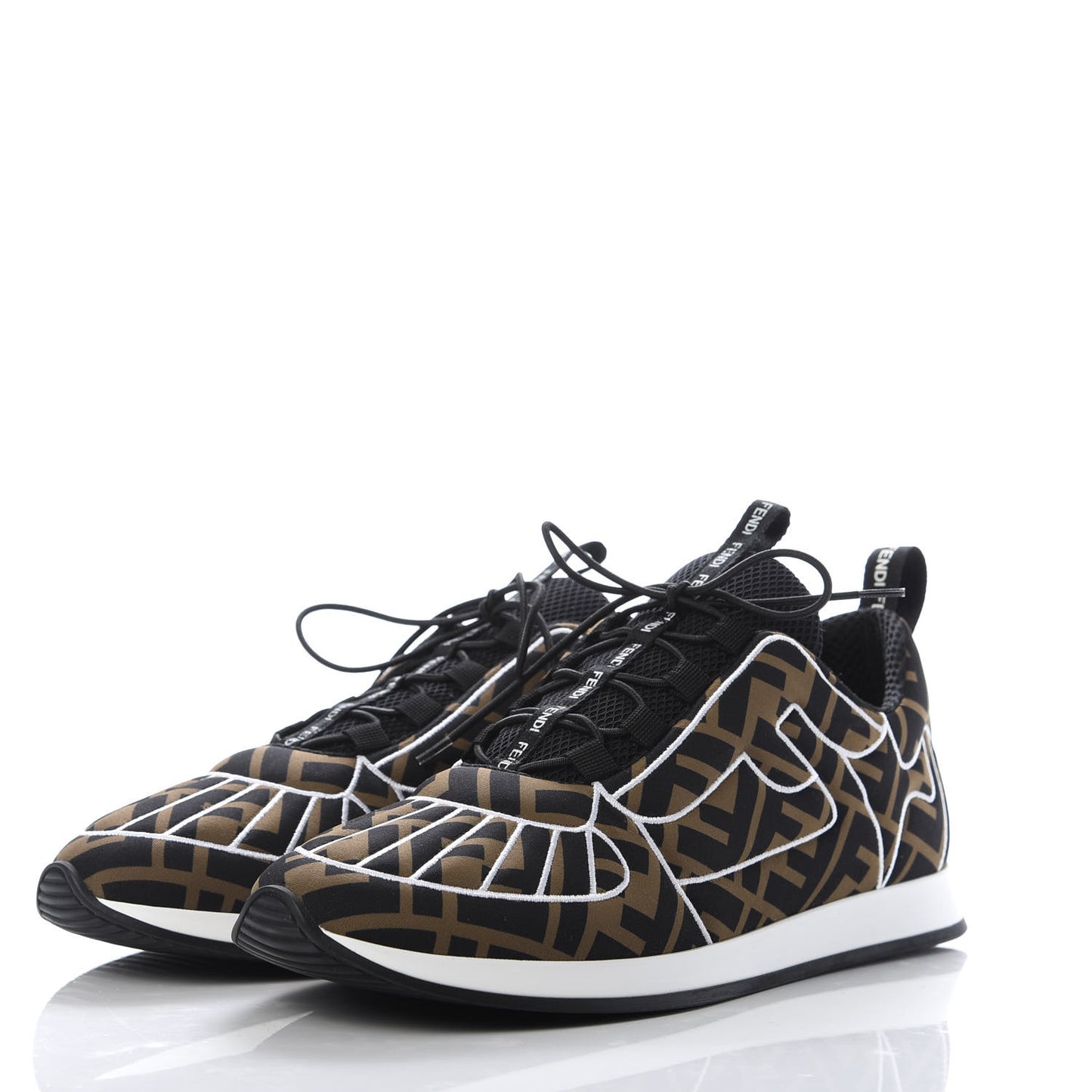 Stretch Fabric FFreedom Sneakers 39 Tobacco Black White