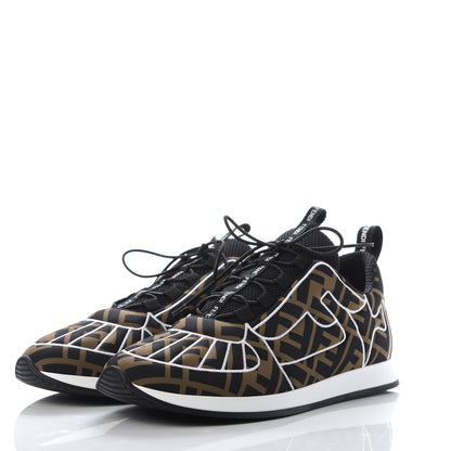 Fendi Stretch Fabric FFreedom Sneakers 39 Tobacco Black White 3 of 10