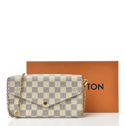 Louis Vuitton Damier Azur Pochette Felicie Chain Wallet Rose Ballerine 10 of 10