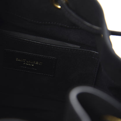 Saint Laurent Suede Calfskin Medium Emmanuelle Fringe Bucket Bag Black 8 of 9