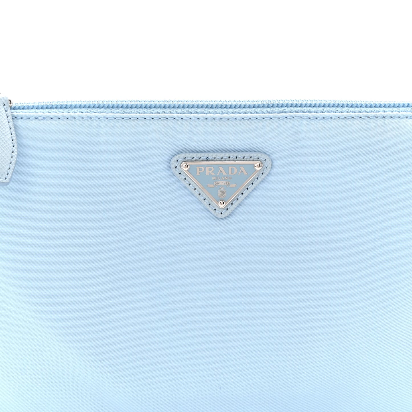 Re-Nylon Vela Saffiano Mini Pochette Bag Celeste