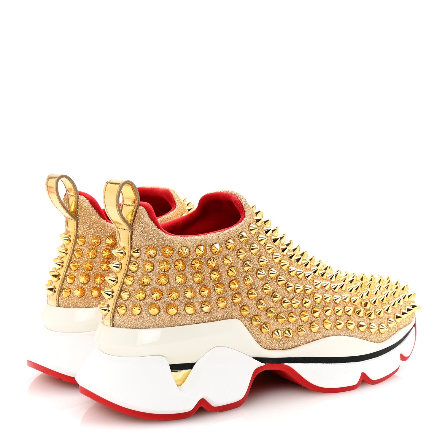 Christian Louboutin Neo Lame Spike Sock Donna Flat Sneakers 36 Gold 5 of 9