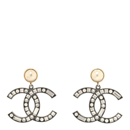 Chanel Crystal Baguette Pearl Bright Young Things CC Drop Earrings Silver 1 of 6
