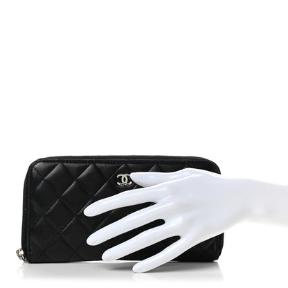 Chanel Lambskin Quilted Large Gusset Zip Around Wallet Black 2 of 18