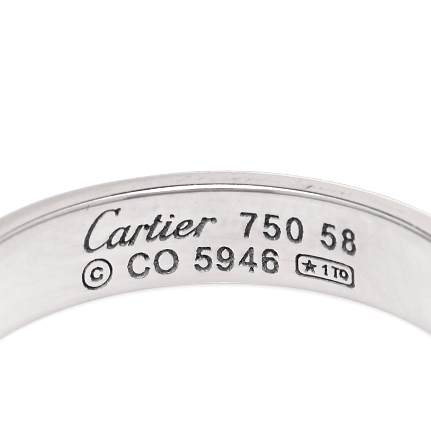 18K White Gold 4mm LOVE Wedding Band Ring 58 8.5