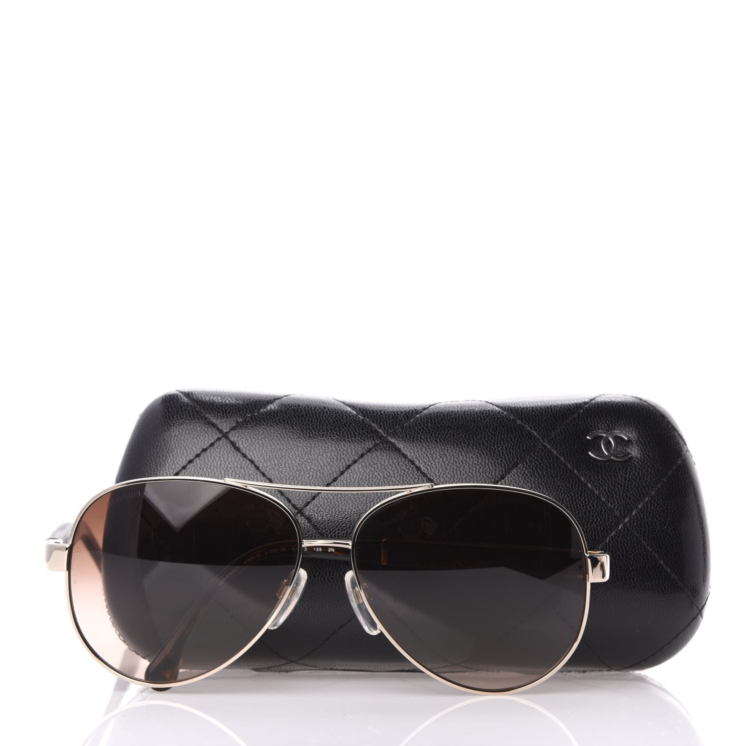 Chanel Lambskin Quilted CC Aviator Sunglasses 4195-Q Brown Gold 10 of 10
