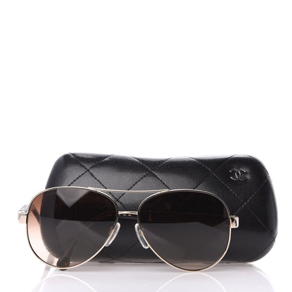 Chanel Lambskin Quilted CC Aviator Sunglasses 4195-Q Brown Gold 10 of 10