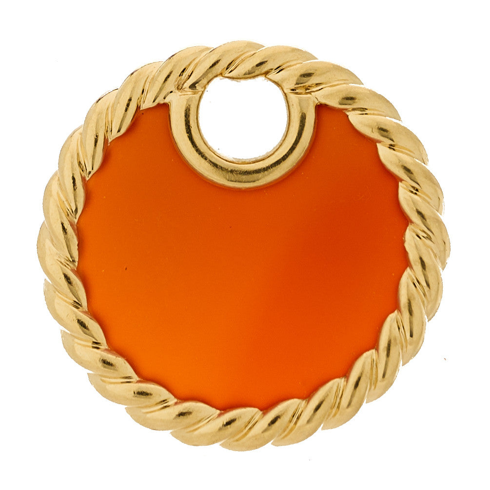 David Yurman 18K Yellow Gold Carnelian Elements Disc Pendant 1 of 3