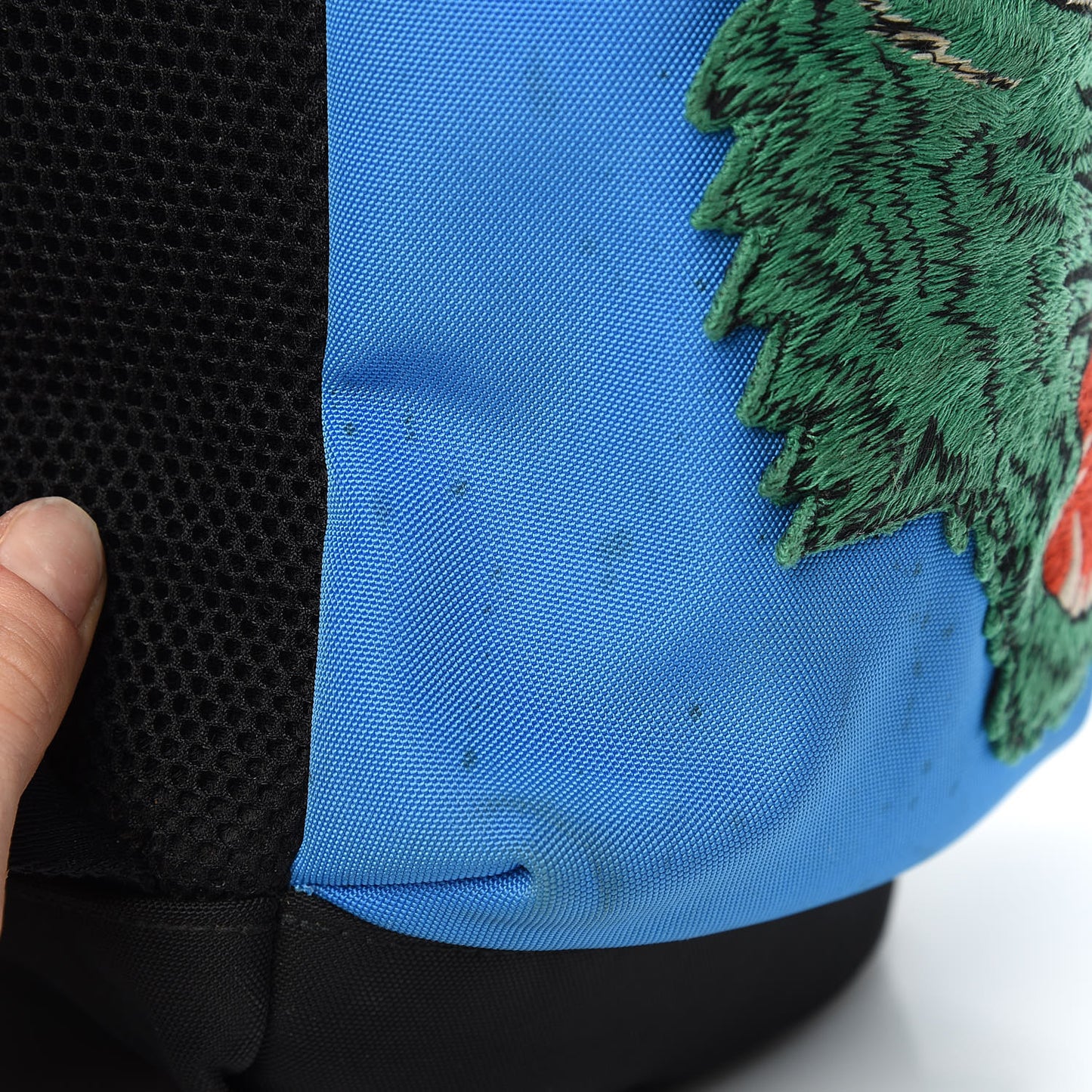 Nylon Embroidered Web Double Buckle Backpack Blue