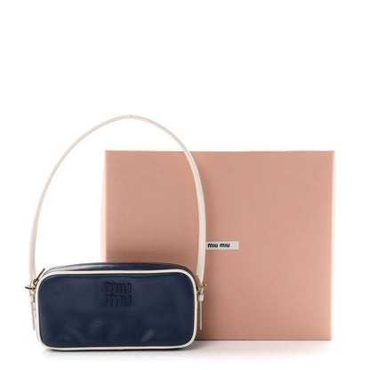 Miu Miu Calfskin Softy Mini Beau Contrast Top Handle Bag Bluette White 10 of 10