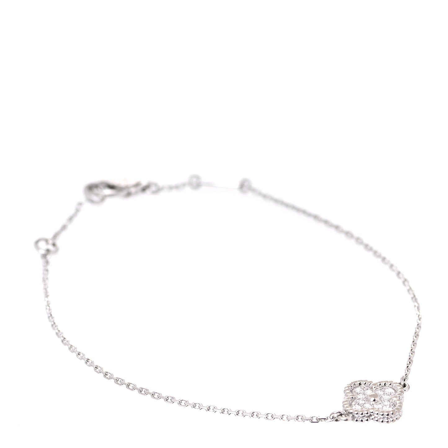 18K White Gold Diamond Sweet Alhambra Bracelet