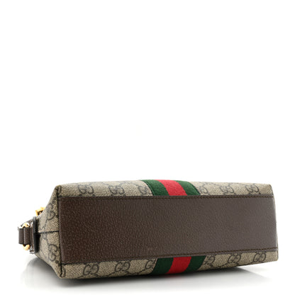 Gucci GG Supreme Monogram Textured Dollar Calfskin Web Small Ophidia Dome Shoulder Bag Beige Ebony New Acero 4 of 18