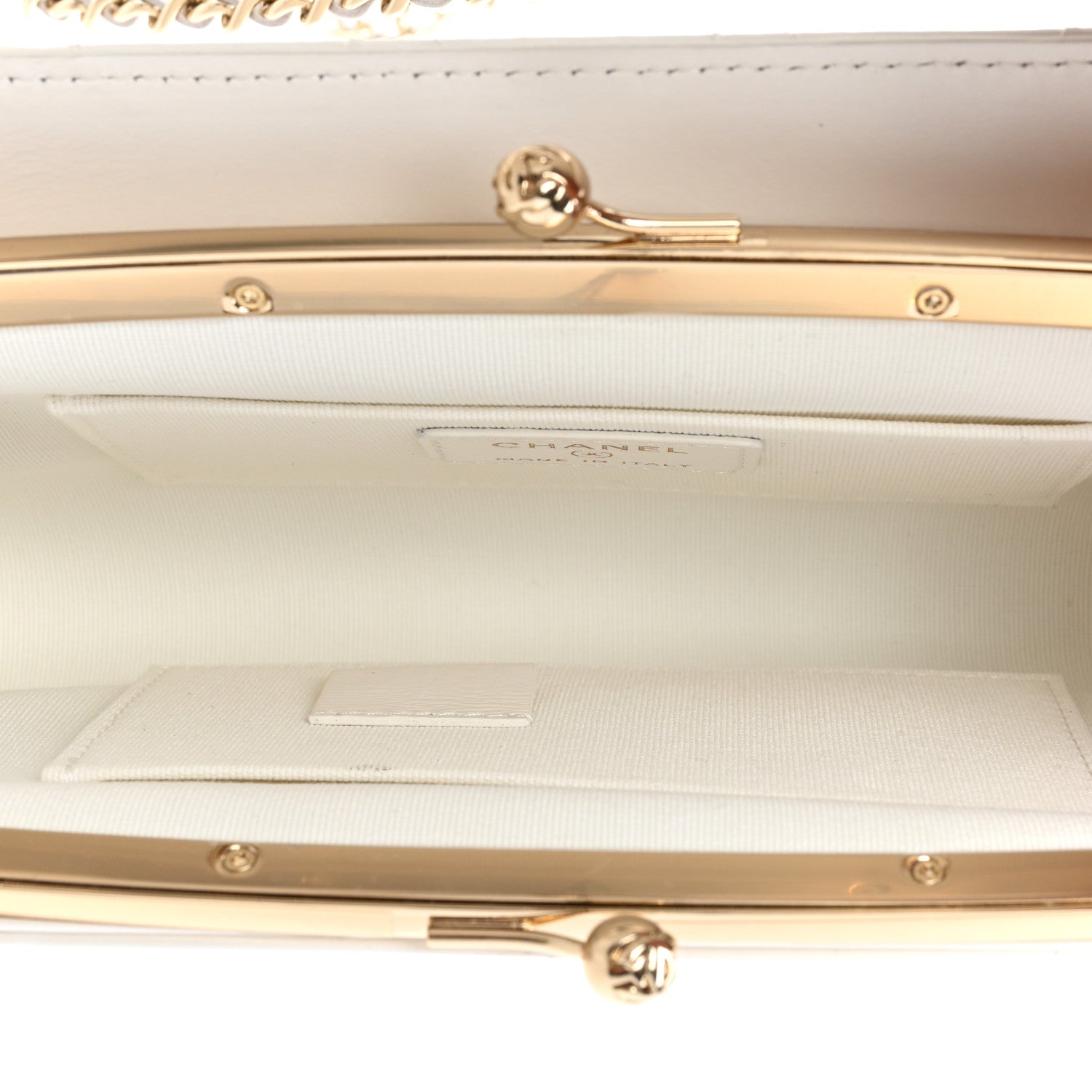 Chanel Shiny Calfskin Quilted Flap Phone Holder With Chain White 5 of 10