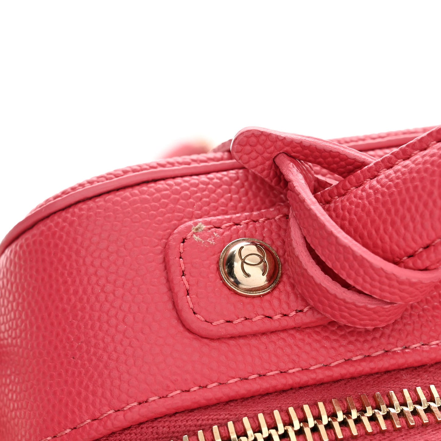 Caviar Quilted Small CC Filigree Vanity Case Rose