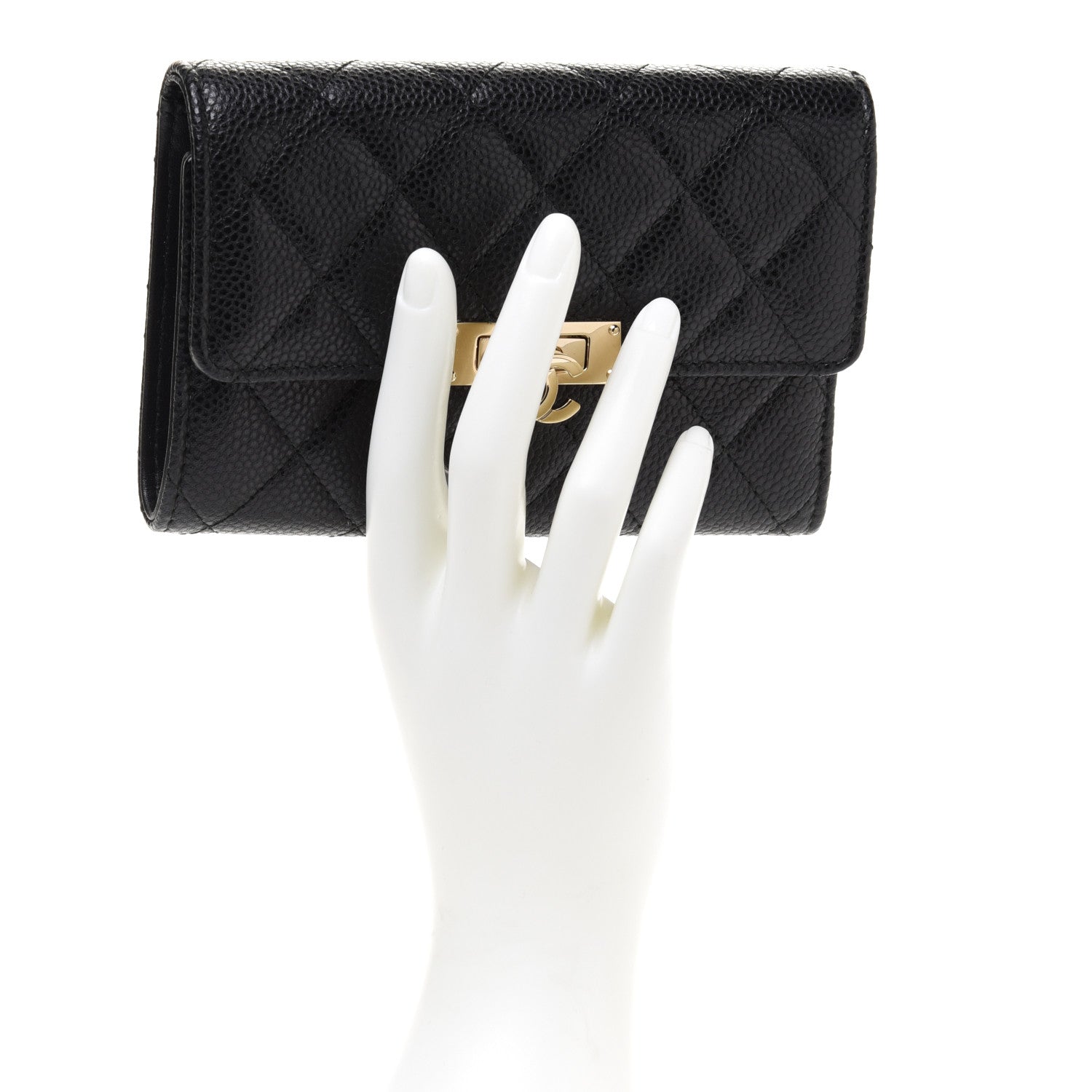 Chanel Caviar Quilted Small Golden Class Flap Wallet Black 2 of 9