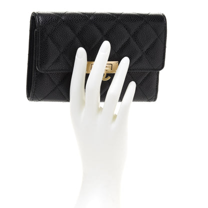 Chanel Caviar Quilted Small Golden Class Flap Wallet Black 2 of 9