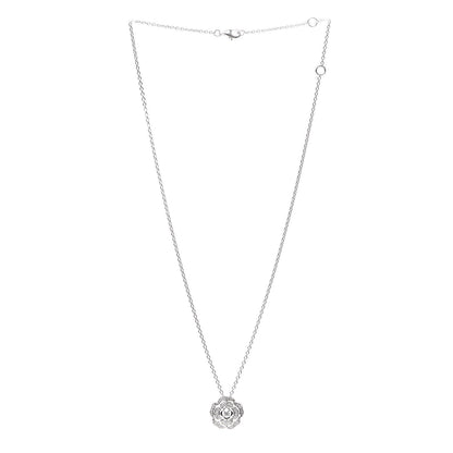 Chanel 18K White Gold Diamond Bouton de Camelia Pendant Necklace 3 of 6