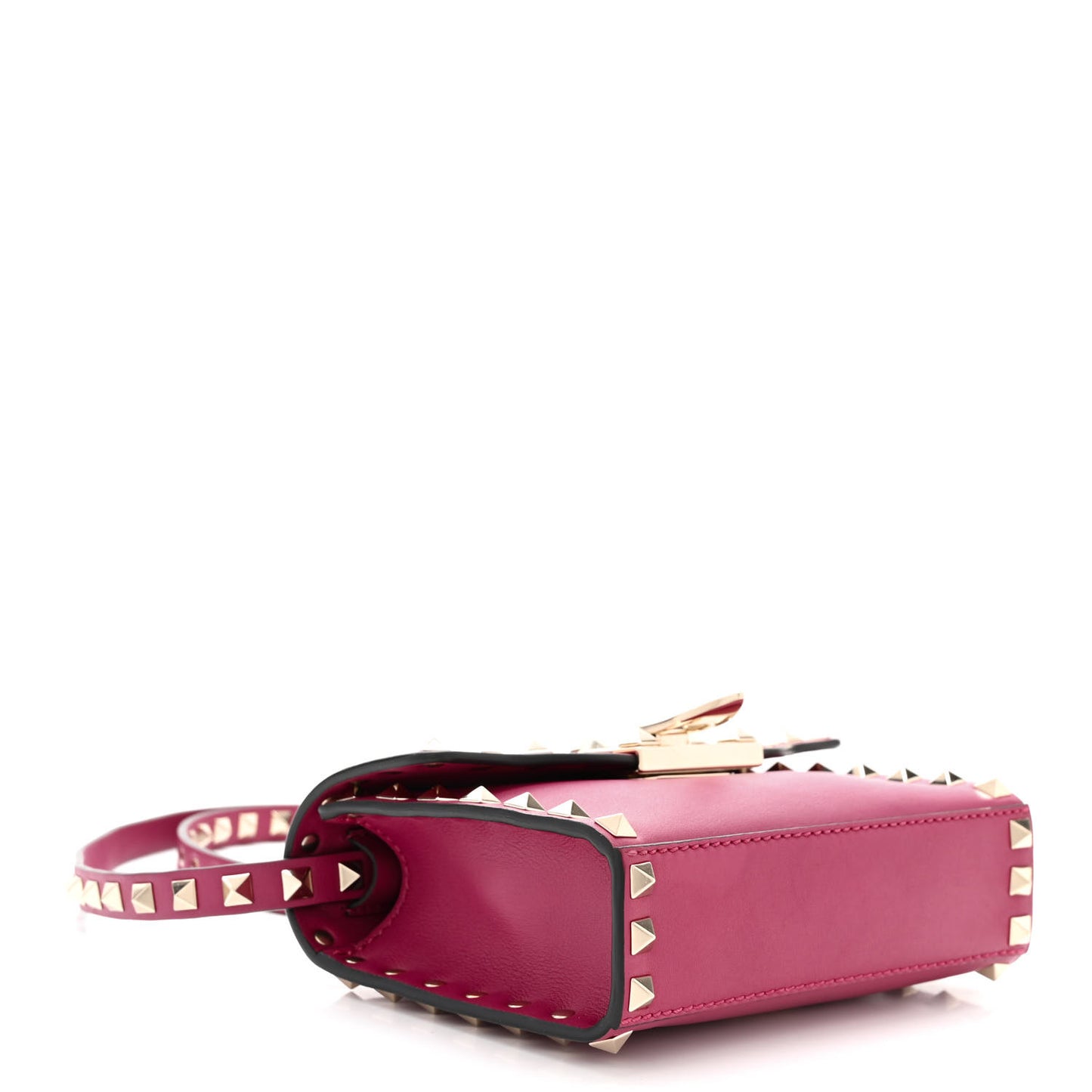 Vitello Mini Rockstud Flip Lock Crossbody Bag Deep Cyclamin