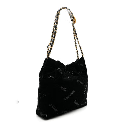 Chanel Velvet Sequin Quilted Small Chanel 22 Black 4 of 11
