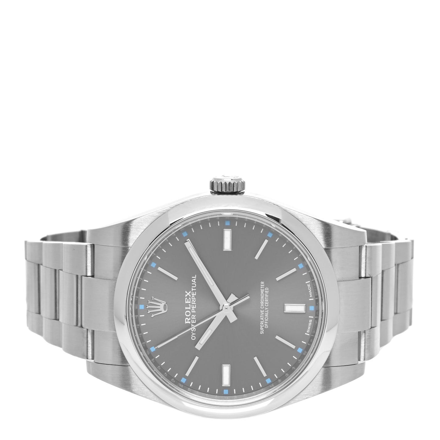 Stainless Steel 39mm Oyster Perpetual Watch Rhodium 114300