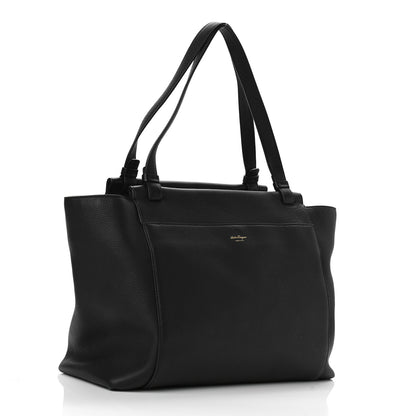 Salvatore Ferragamo Grained Calfskin Bitter Pocket Tote Black 3 of 10