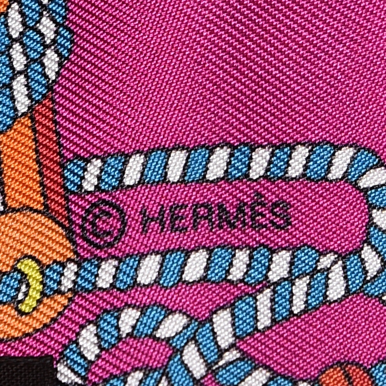 Hermes Silk Cordages Twilly Scarf Fuchsia Vert Orange 4 of 4