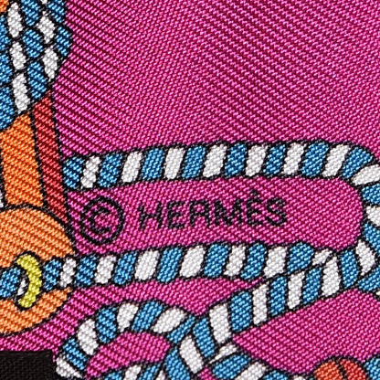 Hermes Silk Cordages Twilly Scarf Fuchsia Vert Orange 4 of 4