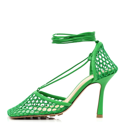 Bottega Veneta Mesh Nappa Stretch Ankle Tie 90mm Sandals 37 Grass 1 of 8