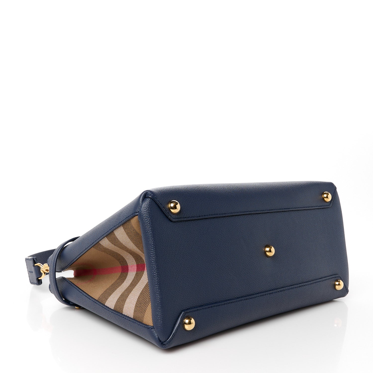 Burberry Derby Calfskin Vintage Check Medium Banner Tote Regency Blue 4 of 11