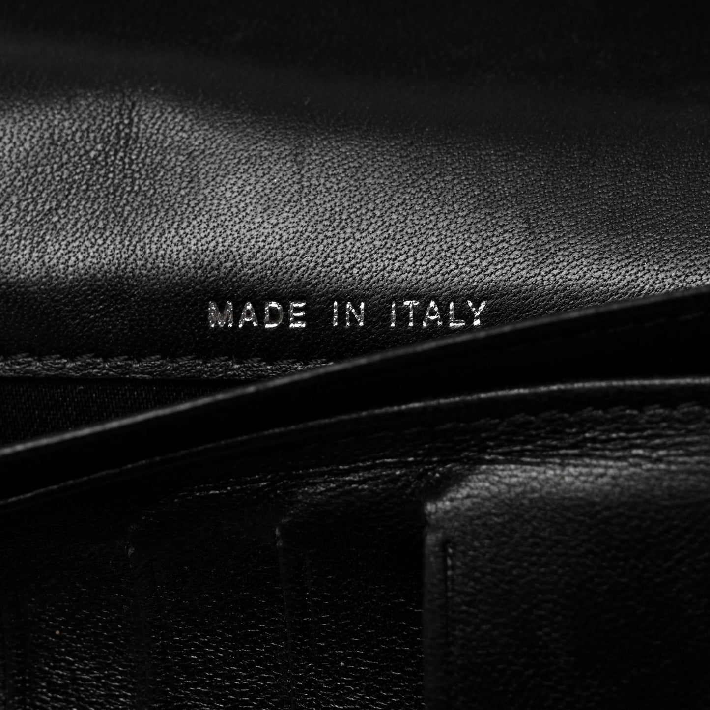 Patent Calfskin Lucky Symbols Yen Wallet Black