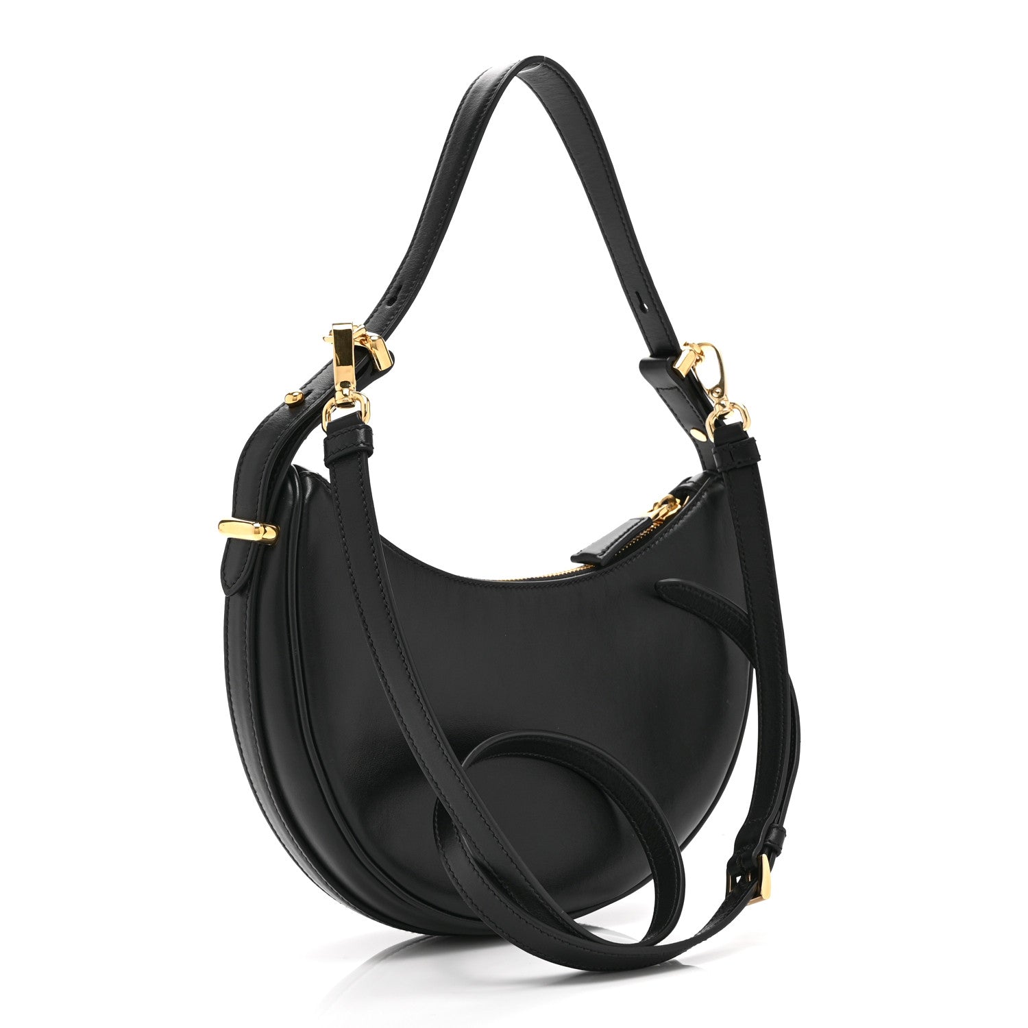 Prada Soft Calfskin Arque Shoulder Bag Black 3 of 10