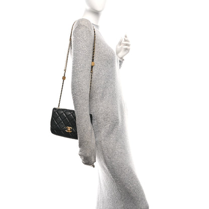 Chanel Lambskin Quilted  Pearl  Flap Black 2 of 10