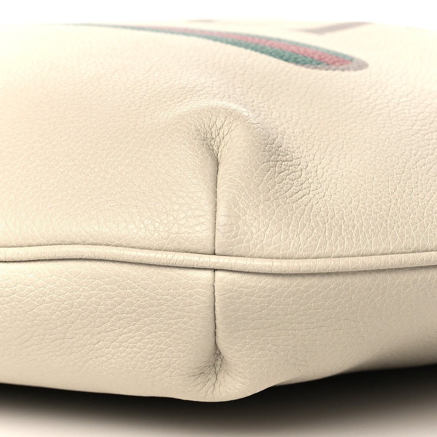 Grained Calfskin Logo Half Moon Hobo White
