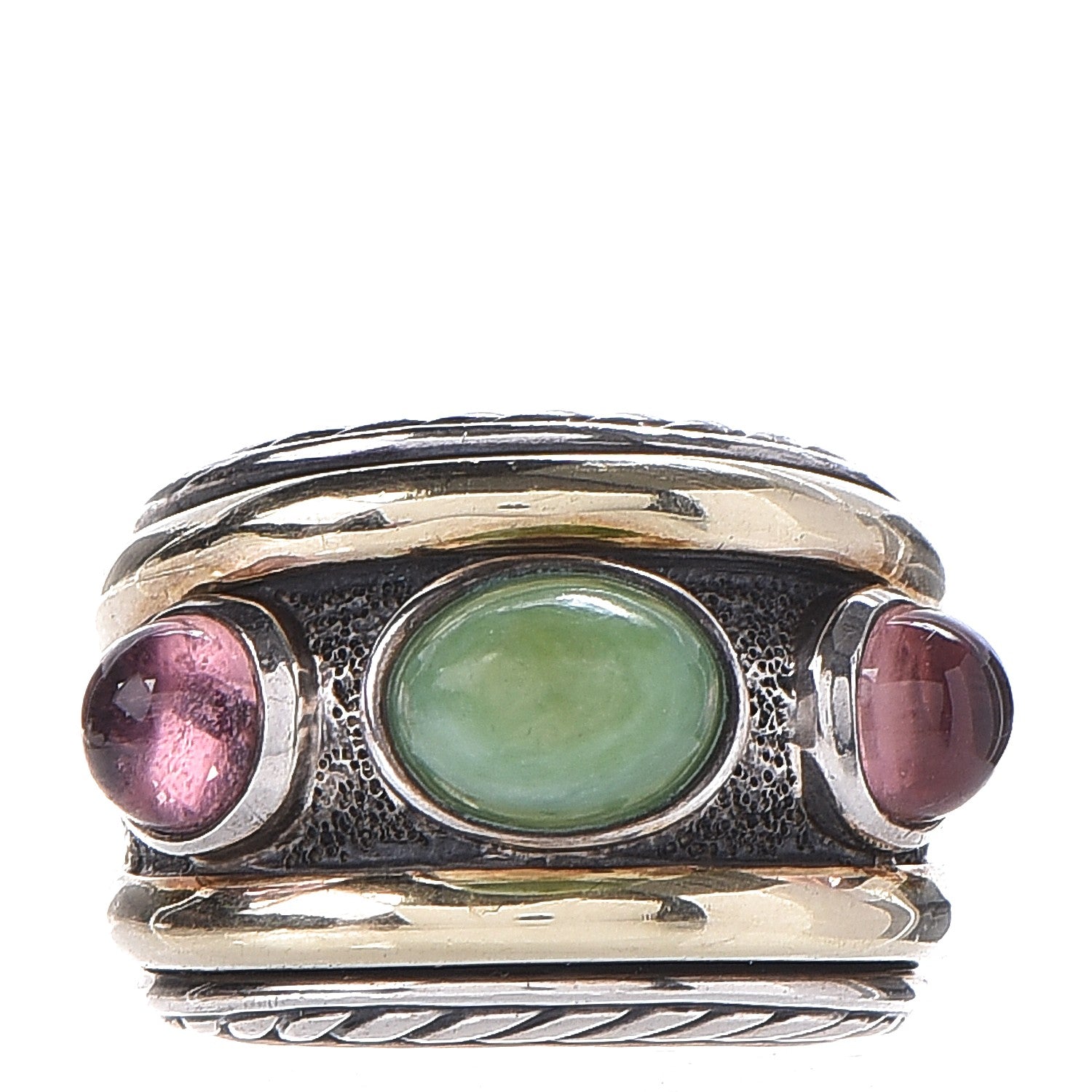 David Yurman Sterling Silver 14K Yellow Gold Tourmaline Green Onyx Renaissance Ring 52 6 1 of 6
