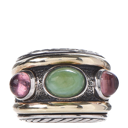 David Yurman Sterling Silver 14K Yellow Gold Tourmaline Green Onyx Renaissance Ring 52 6 1 of 6