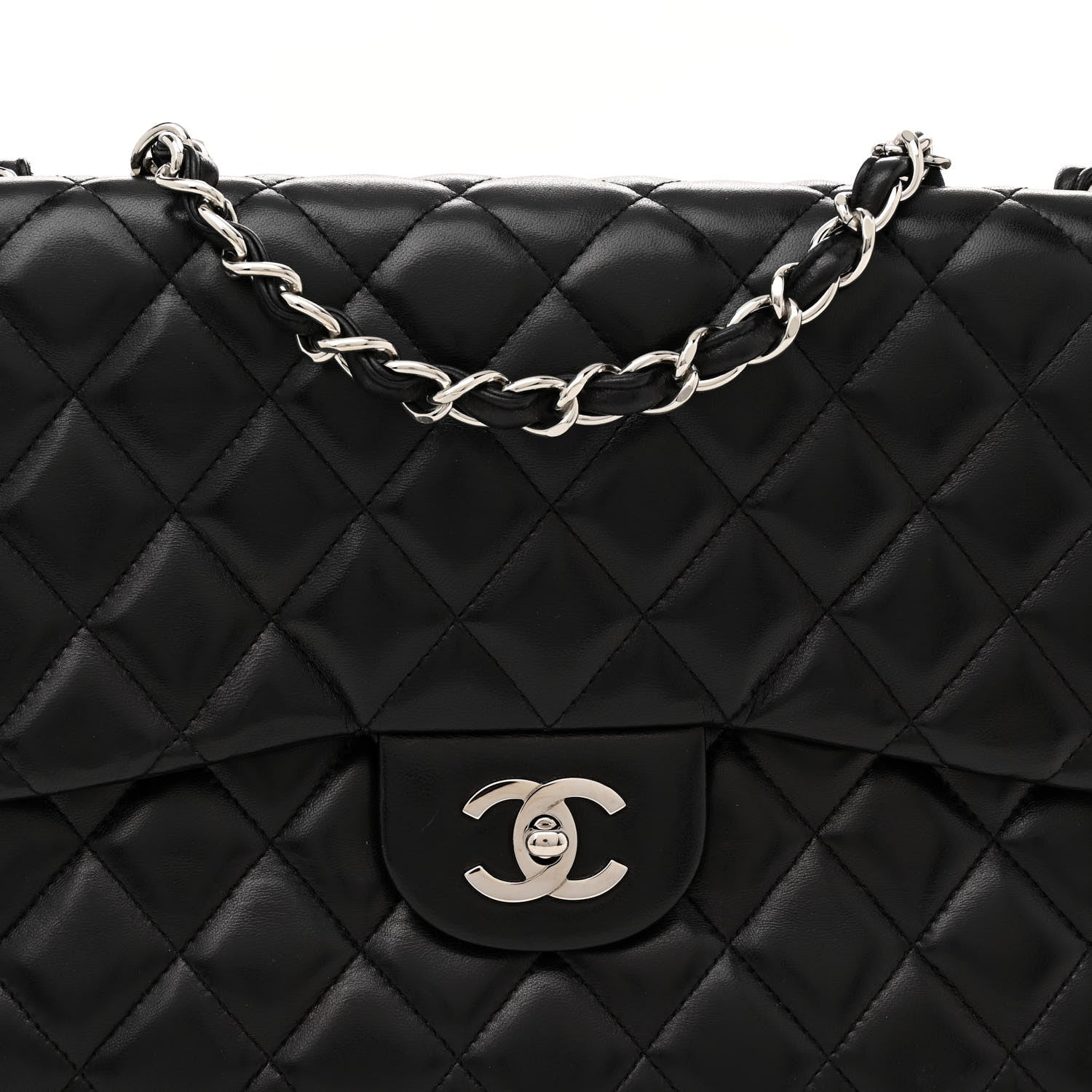 Chanel Lambskin Quilted Jumbo Single Flap Black 8 of 13